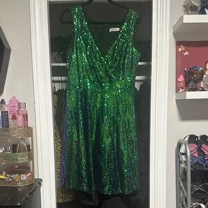 Grace Karin Sparkling Green Sequin V-Neck Women’s Dress XL